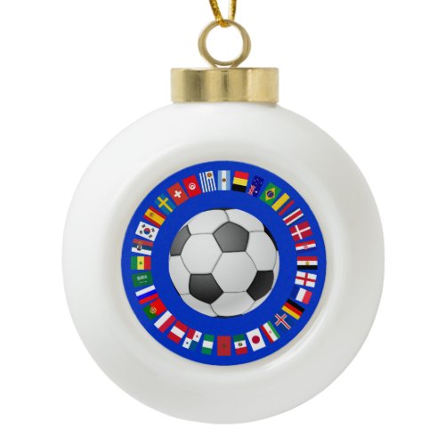 FOOTBALL SOCCER 2018 TEAM FLAGS SYMBOL CIRCLE CERAMIC BALL CHRISTMAS ORNAMENT