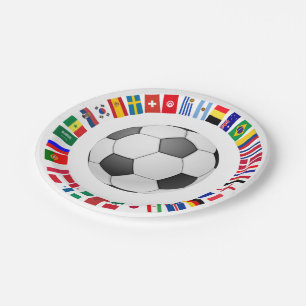 FOOTBALL SOCCER 2018 TEAM FLAGS SYMBOL CIRCLE PAPER PLATES