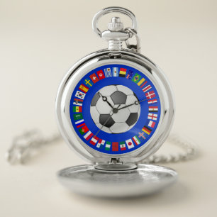 FOOTBALL SOCCER 2018 TEAM FLAGS SYMBOL CIRCLE POCKET WATCH
