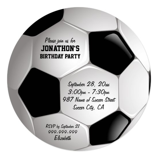 Football Soccer Ball Birthday Party Invitation