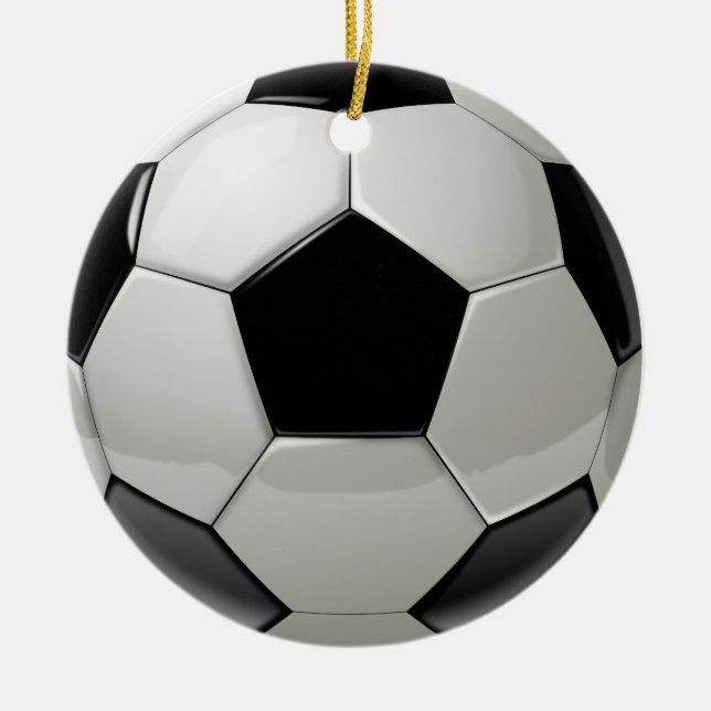 Football Soccer Ball Ceramic Ornament (Front)