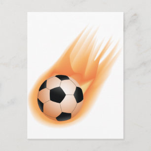 football, soccer ball fire postcard