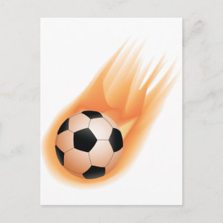 football, soccer ball fire postcard