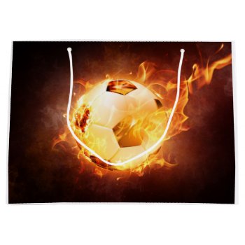 Football Soccer Ball On Fire Large Gift Bag by biutiful at Zazzle