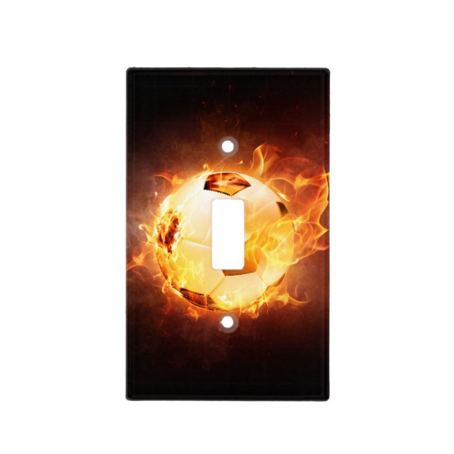 Football Soccer Ball on Fire Light Switch Cover (Front)