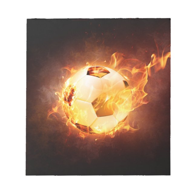 Football Soccer Ball on Fire Notepad (Front)