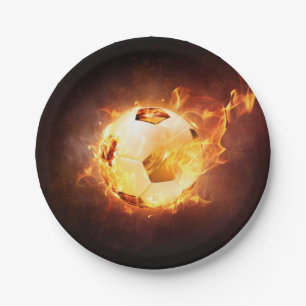 Football Soccer Ball on Fire Paper Plates