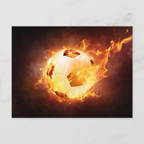Football Soccer Ball on Fire Postcard