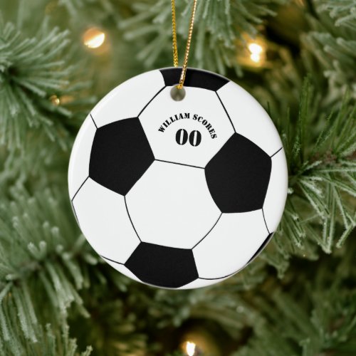 Football &amp; Soccer Ball Ornament with Name &amp; Number