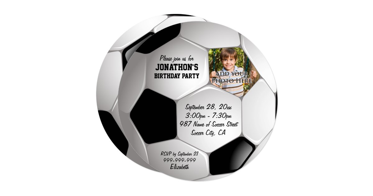 football soccer ball photo birthday party invitation soccer ball invitations