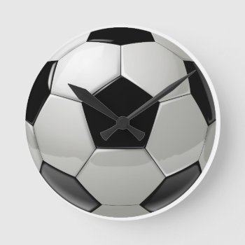 Football Soccer Ball Round Clock by Theraven14 at Zazzle