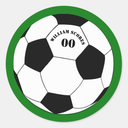 Football Soccer Ball with Name  Number Classic Round Sticker
