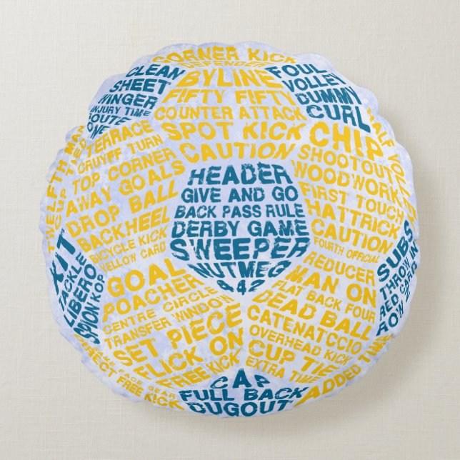 Football Soccer Ball Word Art  Round Pillow (Front)