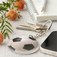 Football Soccer Ball Zipper pull ID Tag Keychain Zazzle