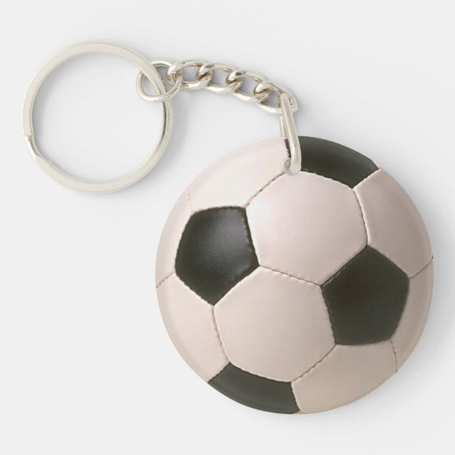 Football Soccer Ball Zipper-pull, ID Tag Keychain (Front)