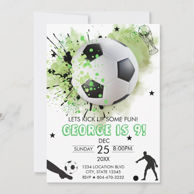 Football soccer Birthday Party Invitation (Front)