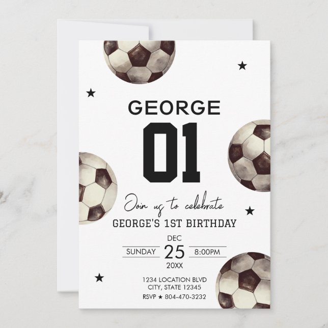 Football soccer Boy Birthday  Invitation (Front)