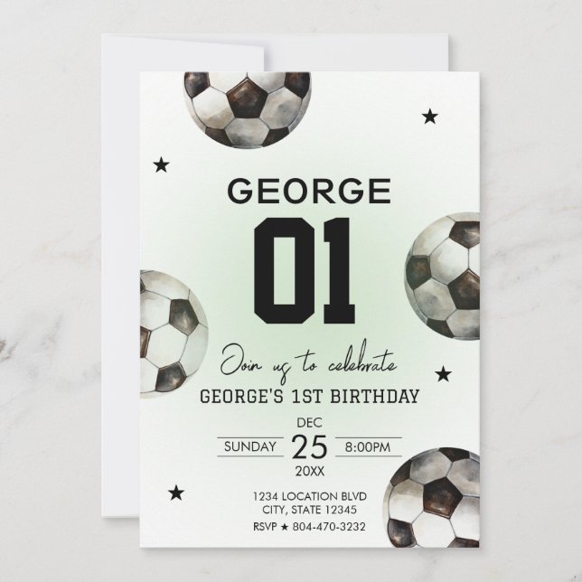 Football soccer Boy Birthday Party Invitation (Front)