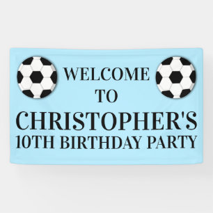 Football soccer boys birthday CUSTOM AGE Banner