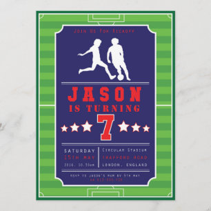 Football - Soccer - Boys - Birthday - Invitation