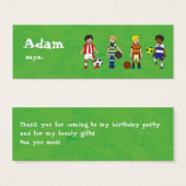 Football Soccer boys party loot bag thank you (Front & Back)