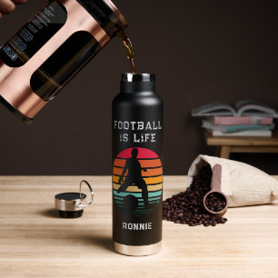 Football Soccer Custom Text & Name Boys Water Bott Water Bottle