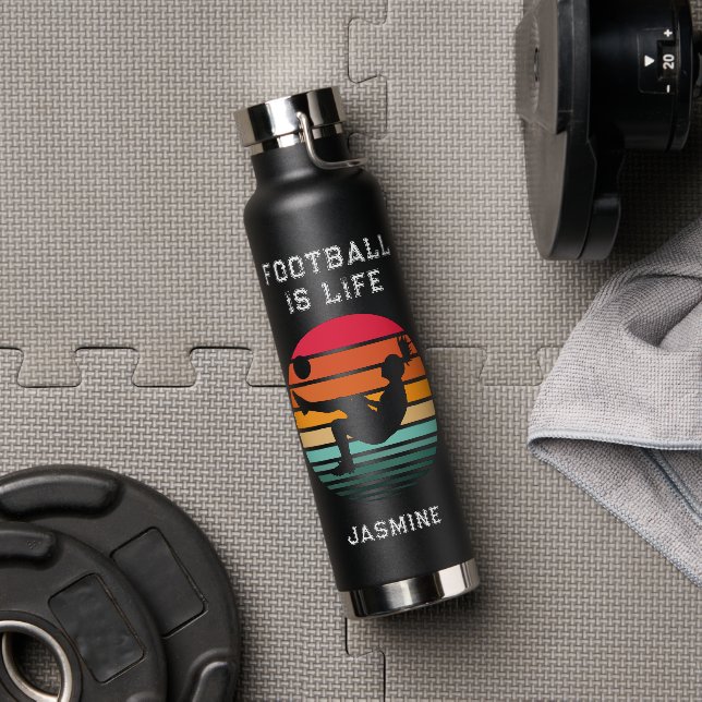 Football Soccer Custom Text & Name Girls Water Bot Bottle (Gym)