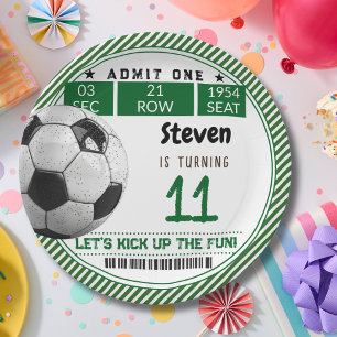 Football soccer game kids birthday paper plates
