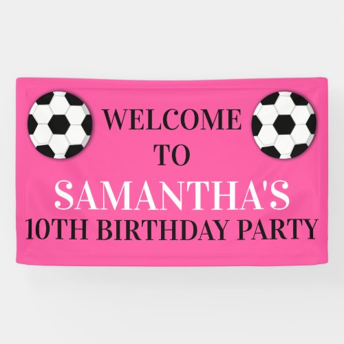 Football soccer girls birthday  CUSTOM AGE Banner