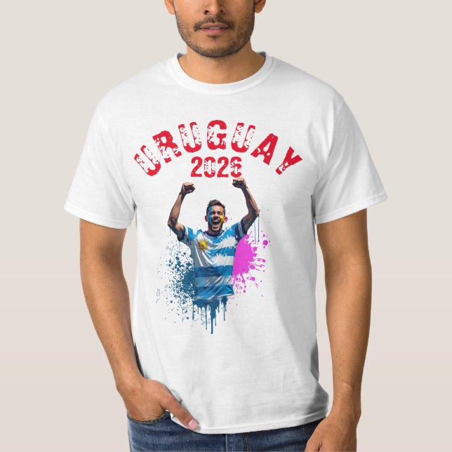 Football Soccer Goal Celebration Uruguay Flag 2026 T-Shirt (Front)