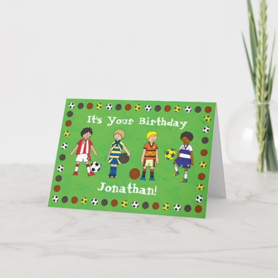 football soccer personalised birthday card zazzlecom