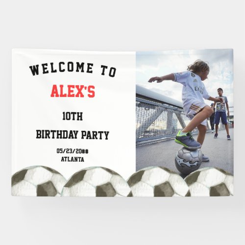 Football Soccer Player Birthday Party Banner