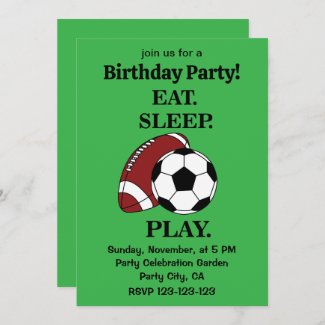 Football Soccer Player Coach Birthday Party Invitation