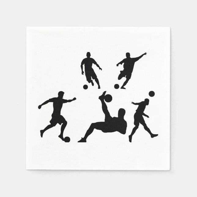 Football Soccer Player Silhouette Sport Napkins (Front)