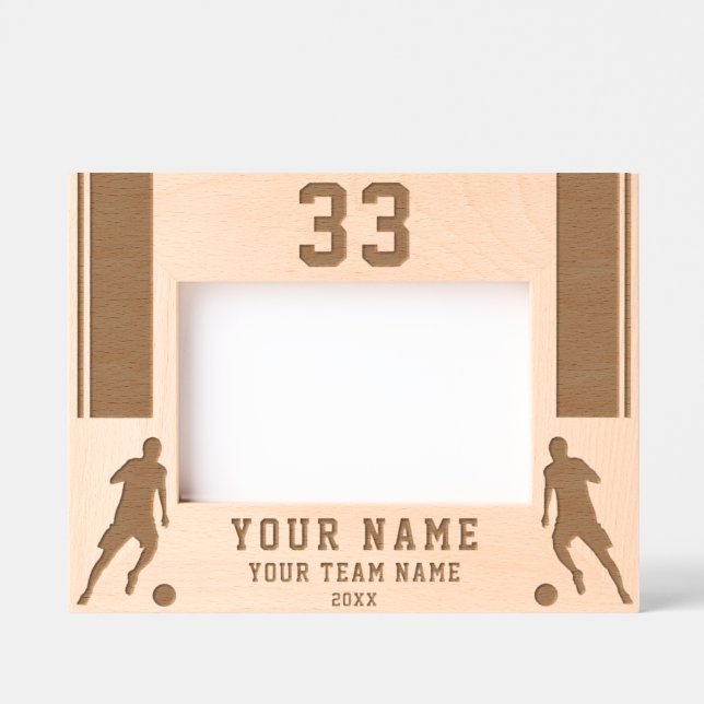 Football Soccer Player Silhouette Sports Engraved Frames (Front)