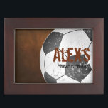 Football Soccer Player's Personalized Keepsake Box<br><div class="desc">A grunge yet elegant designer keepsake box for football / soccer players with customizable text. Personalize it with your own text or click the "Customize It" button to go to the design tool where you can add text,  change the font,  type size,  type color,  text positioning and more.</div>
