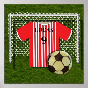 Football Soccer Shirt Red Personalized Poster