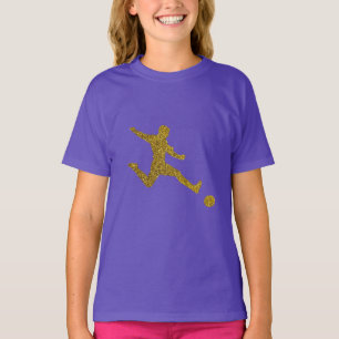 Football Soccer Shooter Cool Gold Glitter Look T-Shirt