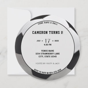 Football Soccer Sport 1st Birthday Party Invitation