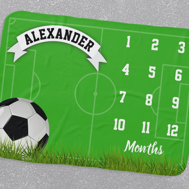 Football Soccer Sports Boy Milestone Baby Blanket (Creator Uploaded)
