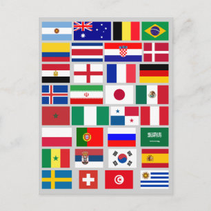 FOOTBALL SOCCER TEAM FLAGS 2018 POSTCARD