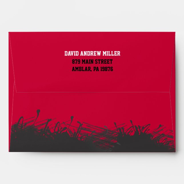 Football Splatter Bar Mitzvah Invitation Envelope (Back (Top Flap))