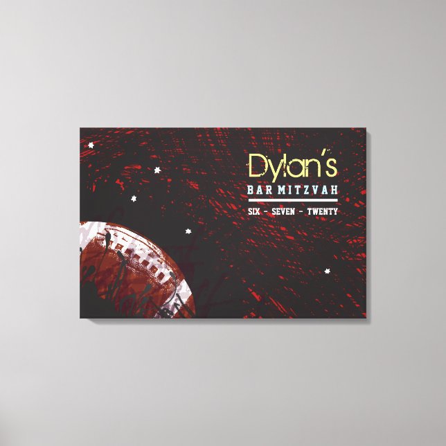 FOOTBALL SPLATTER Bar Mitzvah Sign In Memory Board (Front)