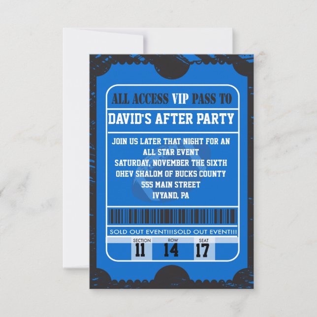 Football Spletter Bar Mitzvah Party Card (Front)