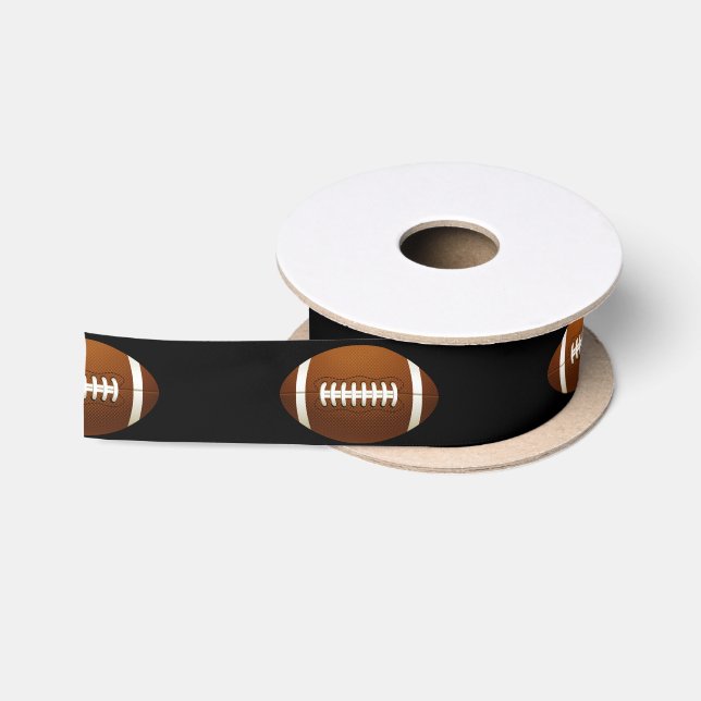 FOOTBALL Sport Black Gift Baby Shower Birthday Satin Ribbon (Spool)