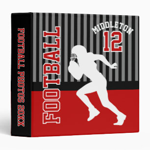 Football Sport DIY Name and Number 3 Ring Binder