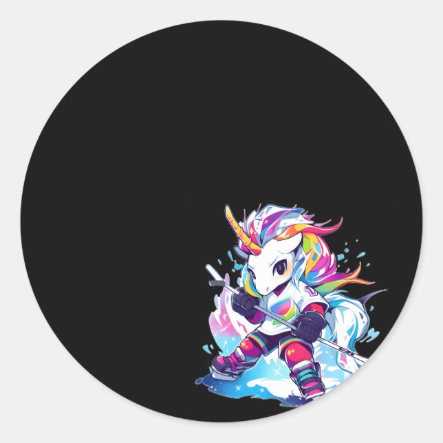 Football Sport Ice Hockey Unicorn Classic Round Sticker (Front)