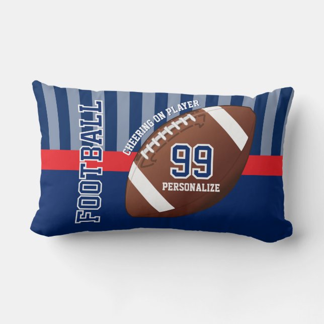 Football Sport in Dark Blue and Red  Lumbar Pillow (Back)