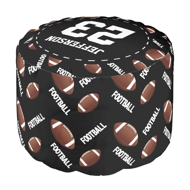 Football Sport Pattern - Personalized Pouf (Angled Front)