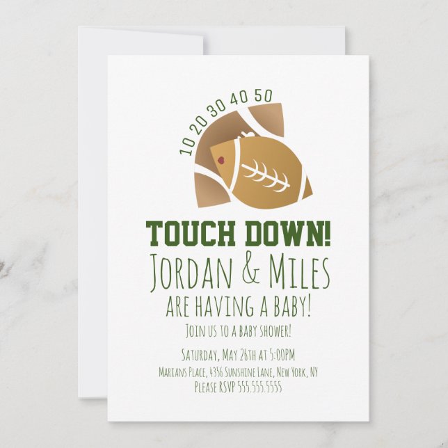 Football Sport TouchDown Tailgating  Baby Shower Invitation (Front)